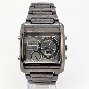 Surface Analog Digital Men Watch 38MM Black Dial Bracelet‎ Band 7.5" New Battery